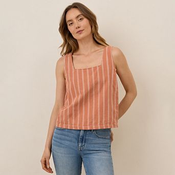 Canopy Linen Blend Square Neck Tank Made With Organic Cotton