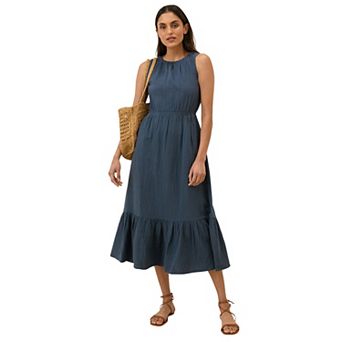 Coastal Double Gauze Tiered Midi Dress Made With Organic Cotton