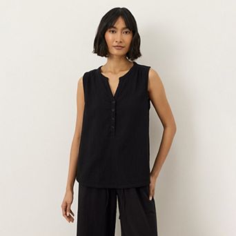 Coastal Double Gauze Henley Tank