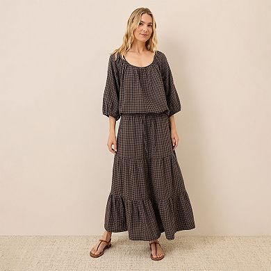 Coastal Double Gauze Tiered Maxi Skirt