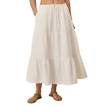 Coastal Double Gauze Tiered Maxi Skirt