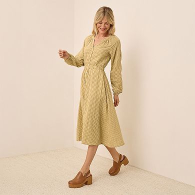 Coastal Double Gauze Poet Sleeve Dress