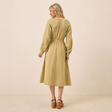 Coastal Double Gauze Poet Sleeve Dress