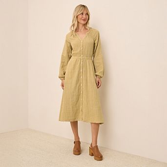 Organic Cotton Coastal Double Gauze Poet Sleeve Dress