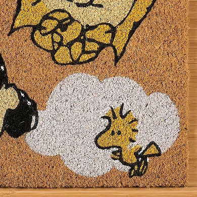 Peanuts Charlie Brown, Snoopy, & Gang Clouds Coir Indoor / Outdoor Doormat