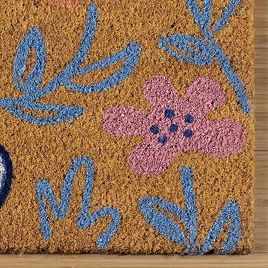 Peanuts Snoopy Spring Floral Coir Indoor / Outdoor Doormat