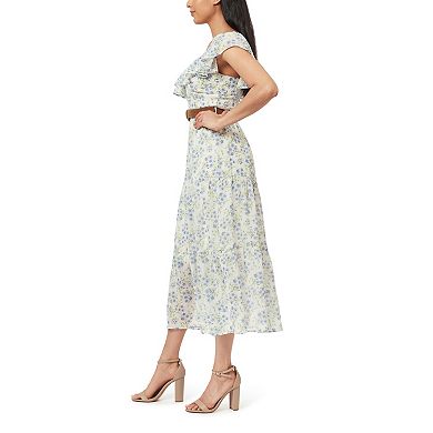 Juniors' WallFlower Petunia Belted Ruffle Neck Maxi Dress