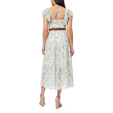 Juniors' WallFlower Petunia Belted Ruffle Neck Maxi Dress