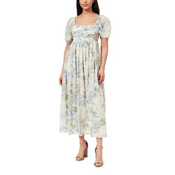 Juniors' WallFlower Iris Puff Sleeve Pleated Bodice Maxi Dress