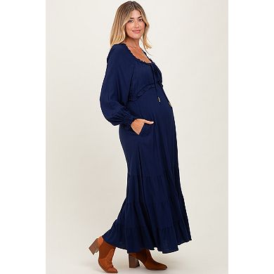 Maternity Ruffled Fit And Flare Maxi Dress