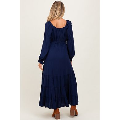 Maternity Ruffled Fit And Flare Maxi Dress