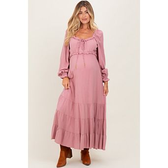 Maternity Ruffled Fit And Flare Maxi Dress
