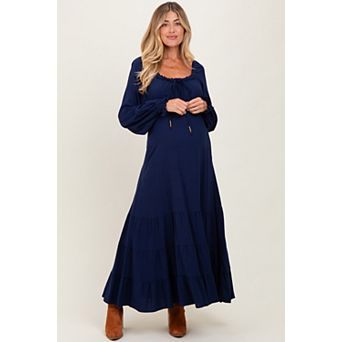 Maternity Ruffled Fit And Flare Maxi Dress