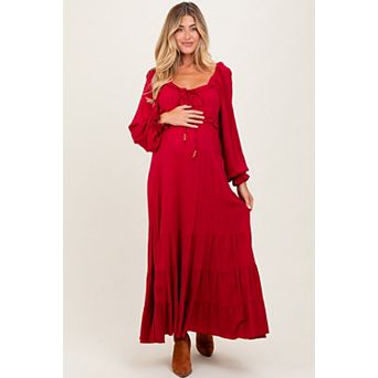 Maternity Ruffled Fit And Flare Maxi Dress