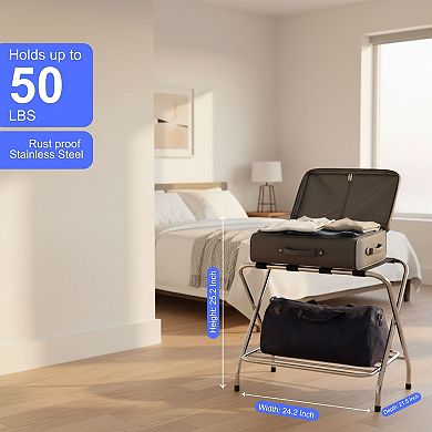 US TECH Luggage Rack-Double Tier, Pack of 1, Fully Asssembled