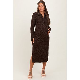 Animal Print Collared Midi Dress