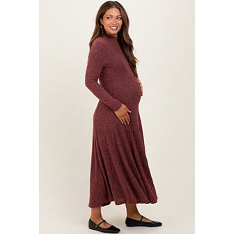 Ribbed Mock Neck Midi Dress