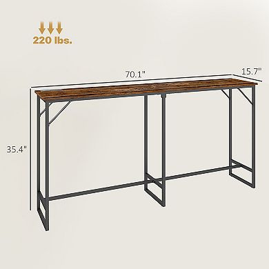 HOMCOM 70inch Bar Table with Charging Station, Bar Height Pub Table