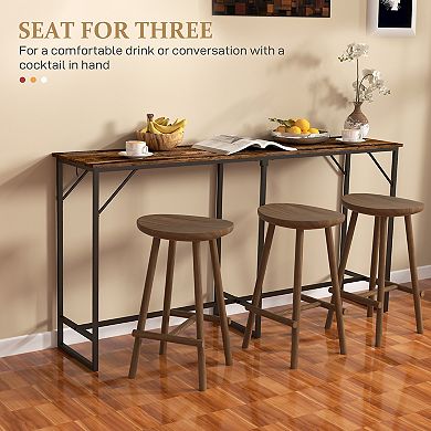 HOMCOM 70inch Bar Table with Charging Station, Bar Height Pub Table