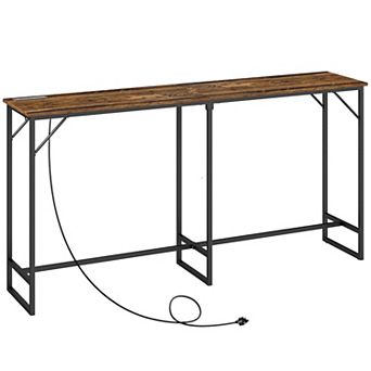 HOMCOM 70inch Bar Table with Charging Station, Bar Height Pub Table