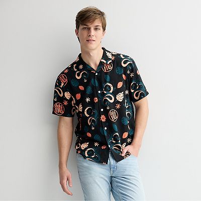 dragon ball z dress shirt Men's Dragon Ball Z Tropical Short Sleeve Button-Down Shirt, Size: Small, Multi