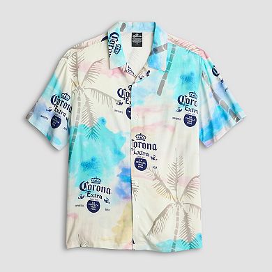 Men's Corona Tropical Watercolor Short Sleeve Button-Down Shirt