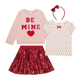 Baby & Toddler Little Lass 4 pc Skirt, Short Sleeve Top, Long Sleeve Top & Headband Set