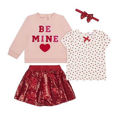Baby & Toddler Little Lass 4-pc. Skirt, Short Sleeve Top, Long Sleeve Top & Headband Set