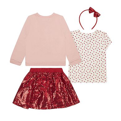 Baby & Toddler Little Lass 4-pc. Skirt, Short Sleeve Top, Long Sleeve Top & Headband Set
