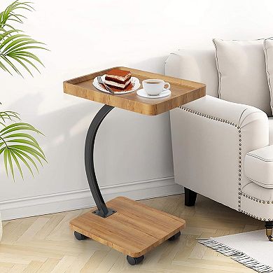 Small Mobile Standing Desk,Height Adjustable Til-table Desk C Shaped Portable Rolling Desk for Couch
