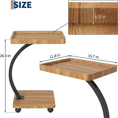 Small Mobile Standing Desk,Height Adjustable Til-table Desk C Shaped Portable Rolling Desk for Couch