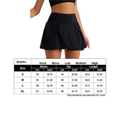 Women's Quick-Dry Sports Skort with Built-in Shorts High-Waisted Workout Running Skirt with Pocket