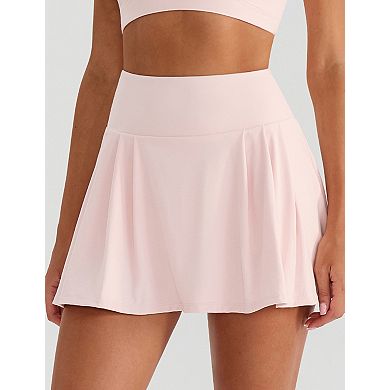 Women's Quick-Dry Sports Skort with Built-in Shorts High-Waisted Workout Running Skirt with Pocket