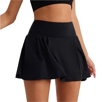 Women's Quick-Dry Sports Skort with Built-in Shorts High-Waisted Workout Running Skirt with Pocket