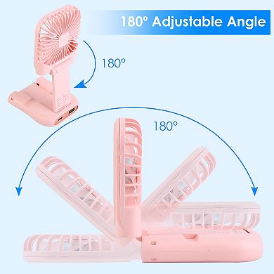 5-in-1 Folding Mini Fan, Rechargeable Neck & Handheld Fan with 3 Speeds