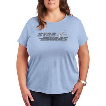 Plus Size Star Wars Logo X-Wing Distressed Graphic Tee