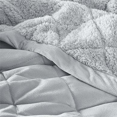 Allisandro Diamond Quilted Reversible Velvet & Sherpa Bed Blanket