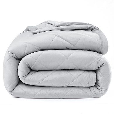 Allisandro Diamond Quilted Reversible Velvet & Sherpa Bed Blanket