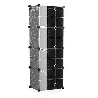 8 tier Shoe Rack, Stackable Plastic Shoe Cabinet with Clear Doors for Entryway