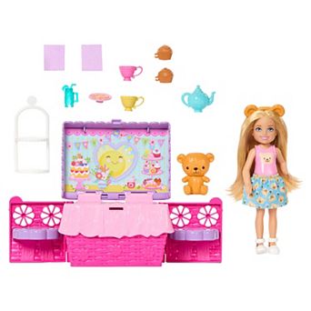 Barbie Chelsea Pop-Up Tea Party Playset with Doll & 10+ Accessories