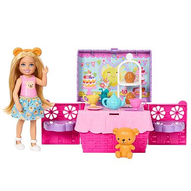 Barbie Chelsea Pop-Up Tea Party Playset with Doll & 10+ Accessories