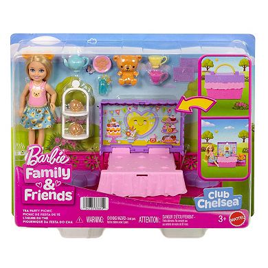 Barbie Chelsea Pop-Up Tea Party Playset with Doll & 10+ Accessories