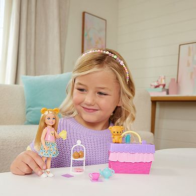 Barbie Chelsea Pop-Up Tea Party Playset with Doll & 10+ Accessories