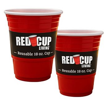 Red Cup Living 18oz Tumbler Cups Set of 2, Insulated Reusable Plastic Cups for Drinks
