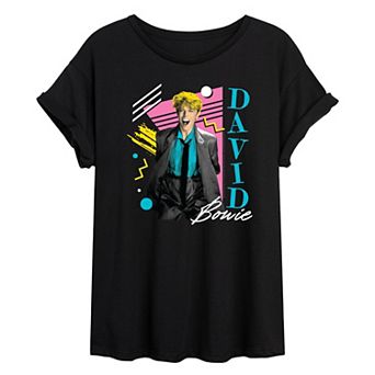 Juniors' David Bowie Retro Patterns Oversized Tee