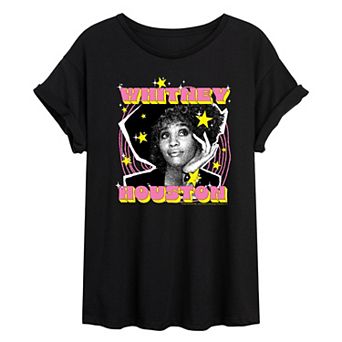 Juniors' Whitney Houston Stars Oversized Tee