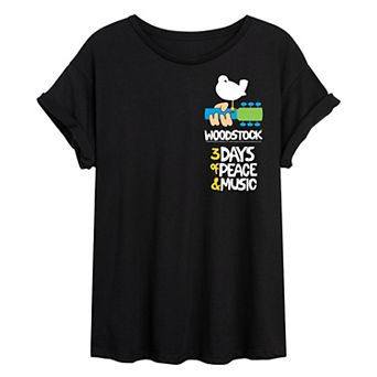 Juniors' Woodstock Poster Oversized Tee