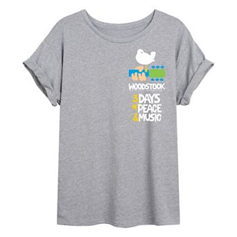 Juniors' Woodstock Poster Oversized Tee