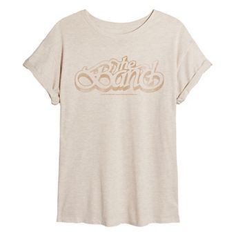 Juniors' The Band Logo Distressed Oversized Tee