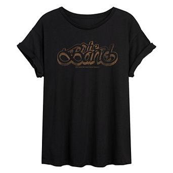 Juniors' The Band Logo Distressed Oversized Tee